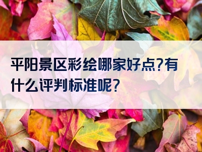 平阳景区彩绘哪家好点？有什么评判标准呢？