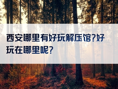 西安哪里有好玩解压馆？好玩在哪里呢？