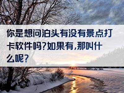 你是想问泊头有没有景点打卡软件吗？如果有，那叫什么呢？