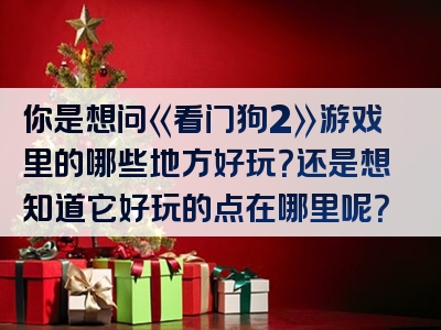 你是想问《看门狗2》游戏里的哪些地方好玩？还是想知道它好玩的点在哪里呢？