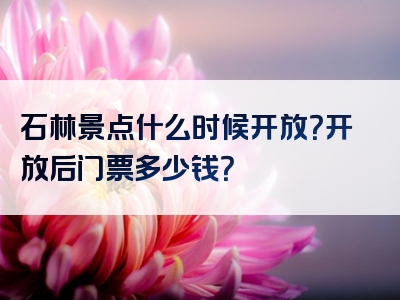 石林景点什么时候开放？开放后门票多少钱？