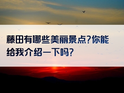 藤田有哪些美丽景点？你能给我介绍一下吗？