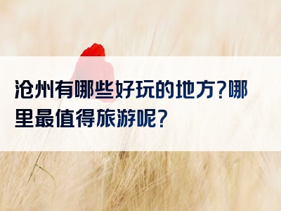 沧州有哪些好玩的地方？哪里最值得旅游呢？