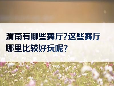 渭南有哪些舞厅？这些舞厅哪里比较好玩呢？