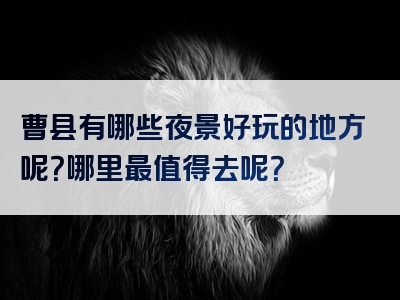 曹县有哪些夜景好玩的地方呢？哪里最值得去呢？