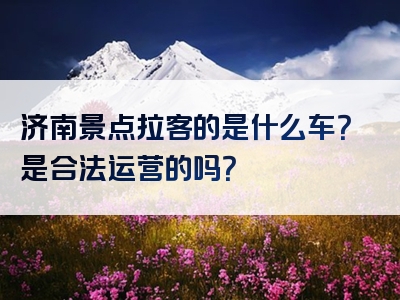 济南景点拉客的是什么车？是合法运营的吗？