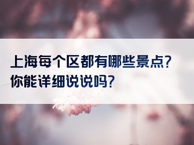 上海每个区都有哪些景点？你能详细说说吗？