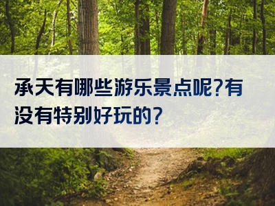 承天有哪些游乐景点呢？有没有特别好玩的？