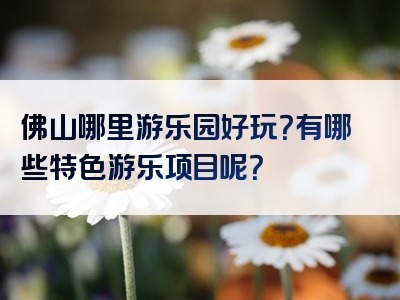 佛山哪里游乐园好玩？有哪些特色游乐项目呢？