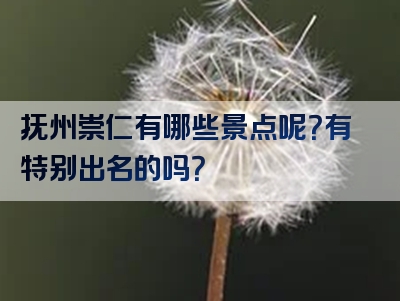 抚州崇仁有哪些景点呢？有特别出名的吗？