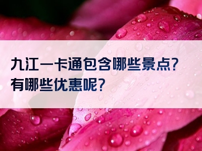 九江一卡通包含哪些景点？有哪些优惠呢？