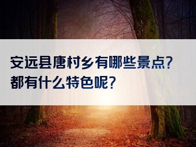 安远县唐村乡有哪些景点？都有什么特色呢？