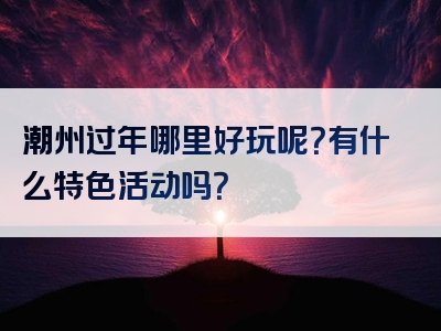 潮州过年哪里好玩呢？有什么特色活动吗？