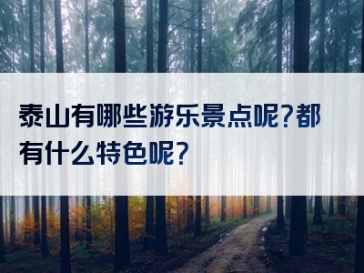 泰山有哪些游乐景点呢？都有什么特色呢？
