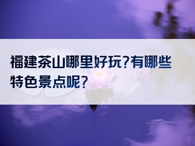 福建茶山哪里好玩？有哪些特色景点呢？