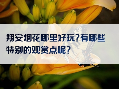 翔安烟花哪里好玩？有哪些特别的观赏点呢？