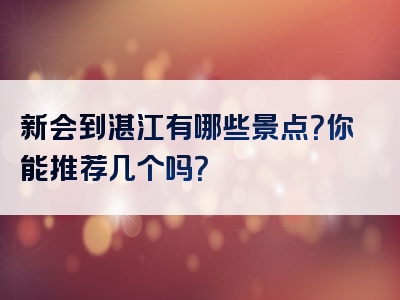 新会到湛江有哪些景点？你能推荐几个吗？