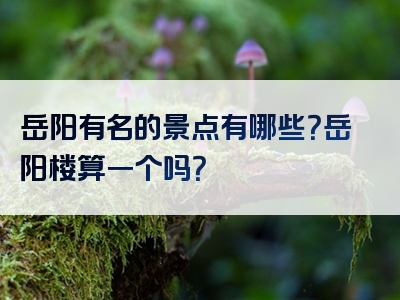 岳阳有名的景点有哪些？岳阳楼算一个吗？