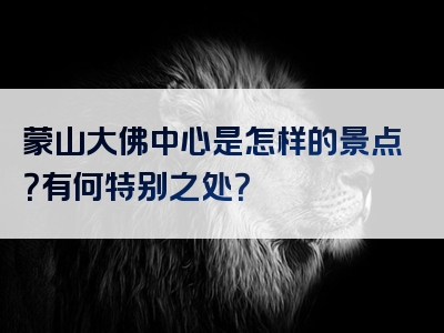 蒙山大佛中心是怎样的景点？有何特别之处？