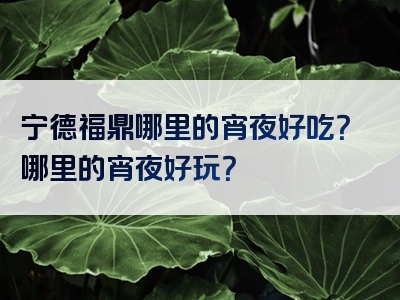宁德福鼎哪里的宵夜好吃？哪里的宵夜好玩？
