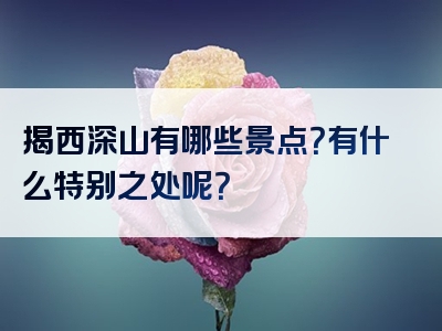 揭西深山有哪些景点？有什么特别之处呢？