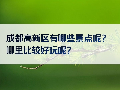 成都高新区有哪些景点呢？哪里比较好玩呢？