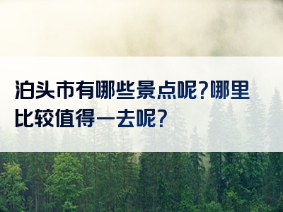 泊头市有哪些景点呢？哪里比较值得一去呢？