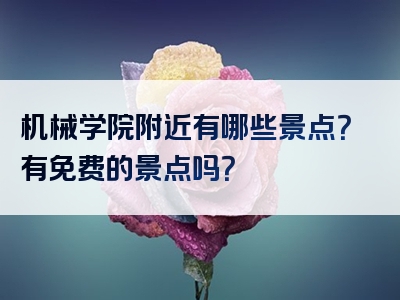 机械学院附近有哪些景点？有免费的景点吗？