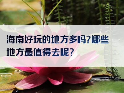 海南好玩的地方多吗？哪些地方最值得去呢？