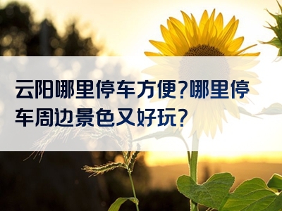 云阳哪里停车方便？哪里停车周边景色又好玩？