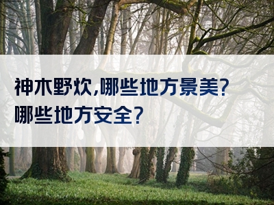 神木野炊，哪些地方景美？哪些地方安全？