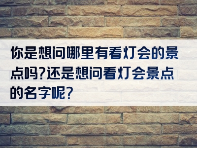 你是想问哪里有看灯会的景点吗？还是想问看灯会景点的名字呢？