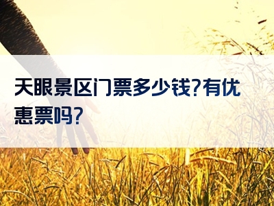 天眼景区门票多少钱？有优惠票吗？