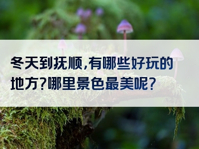 冬天到抚顺，有哪些好玩的地方？哪里景色最美呢？