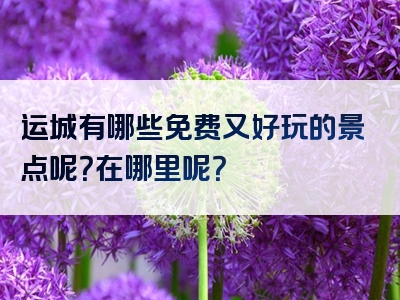 运城有哪些免费又好玩的景点呢？在哪里呢？