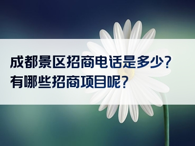 成都景区招商电话是多少？有哪些招商项目呢？