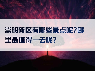 崇明新区有哪些景点呢？哪里最值得一去呢？