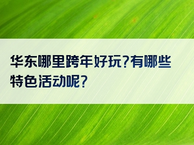 华东哪里跨年好玩？有哪些特色活动呢？