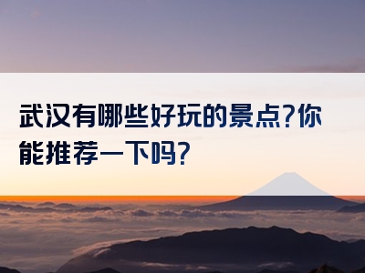 武汉有哪些好玩的景点？你能推荐一下吗？