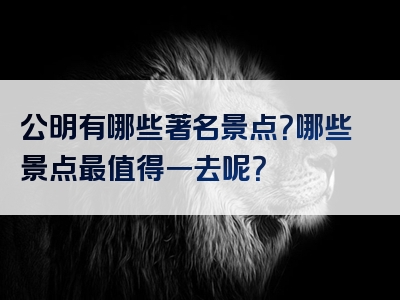 公明有哪些著名景点？哪些景点最值得一去呢？