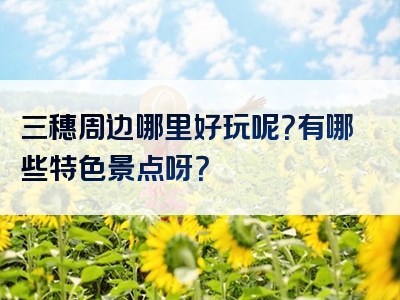 三穗周边哪里好玩呢？有哪些特色景点呀？