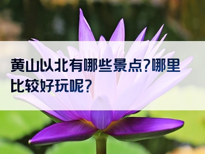 黄山以北有哪些景点？哪里比较好玩呢？