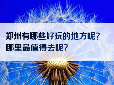 郑州有哪些好玩的地方呢？哪里最值得去呢？