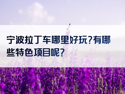 宁波拉丁车哪里好玩？有哪些特色项目呢？