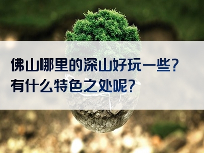 佛山哪里的深山好玩一些？有什么特色之处呢？