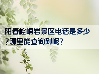 阳春崆峒岩景区电话是多少？哪里能查询到呢？