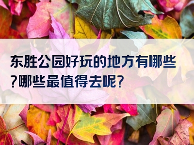 东胜公园好玩的地方有哪些？哪些最值得去呢？