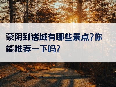 蒙阴到诸城有哪些景点？你能推荐一下吗？