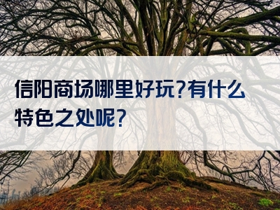 信阳商场哪里好玩？有什么特色之处呢？