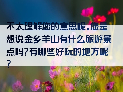 不太理解您的意思呢。您是想说金乡羊山有什么旅游景点吗？有哪些好玩的地方呢？